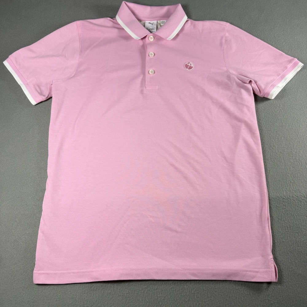 Puma x Arnold Palmer Women S Pink Pique Golf Polo Shirt Short Sleeve Umbrella